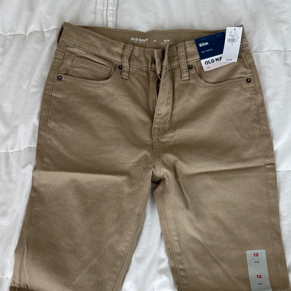 Boys Old Navy Slim Fit Tan Jeans, Sz 12